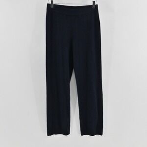 LEALLO Cashmere Pants Womens Size S Navy Blue Wide Leg Knit Lounge Luxury Soft